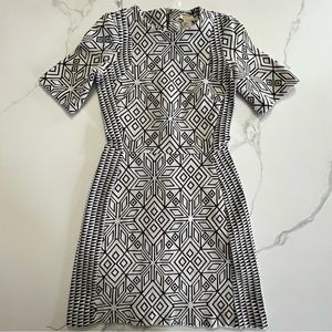 H&M black and white mini work dress with short sleeves